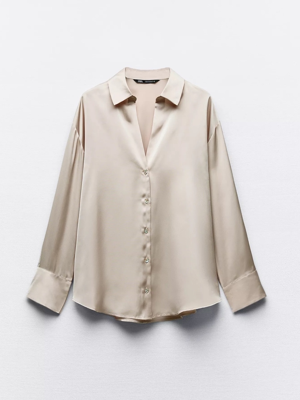 NWT Zara Satin Effect Shirt Soft Gold Size S